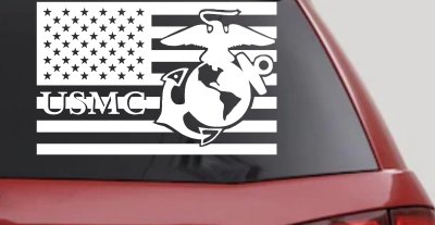 US American Flag USMC Marines Military Car or Truck Window Vinyl Decal Sticker