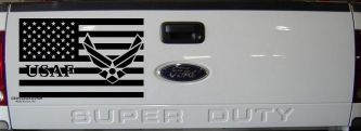 US American Flag Air Force USAF Military Car or Truck Window Decal Sticker (Black)