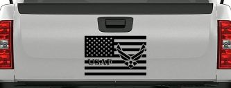 US American Flag Air Force USAF Military Car or Truck Window Decal Sticker (Black)