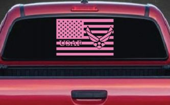 US American Flag Air Force USAF Military Car or Truck Window Vinyl Decal Sticker (Pink)