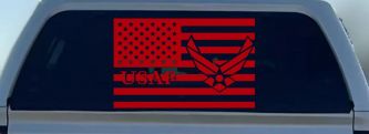 US American Flag Air Force USAF Military Car or Truck Window Decal Sticker (Red)