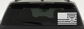 US American Flag Air Force USAF Military Car or Truck Window Decal Sticker (White)