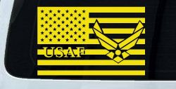 US American Flag Air Force USAF Military Car or Truck Window Decal Sticker (Yellow)