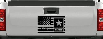 US American Flag Army Military Car or Truck Window Decal Sticker (Black)