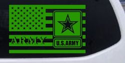 US American Flag Army Military Car or Truck Window Decal Sticker (Lime)