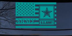 US American Flag Army Military Car or Truck Window Decal Sticker (Turquoise)