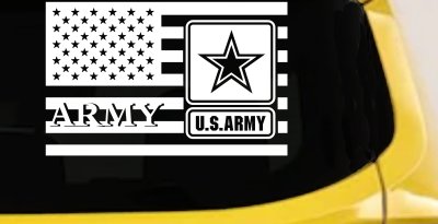 US American Flag Army Military Car or Truck Window Vinyl Decal Sticker