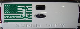 US American Flag US Navy Military Car or Truck Window Decal Sticker (Dark Green)