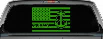 US American Flag US Navy Military Car or Truck Window Vinyl Decal Sticker (Lime)