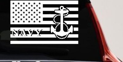 US American Flag US Navy Military Car or Truck Window Vinyl Decal Sticker