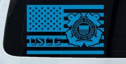 US American Flag Coast Guard Military Car or Truck Window Decal Sticker (Blue)
