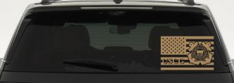 US American Flag Coast Guard Military Car or Truck Window Decal Sticker (Light Brown)
