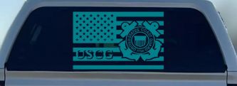 US American Flag Coast Guard Military Car or Truck Window Decal Sticker (Turquoise Blue)