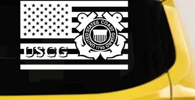 US American Flag Coast Guard Military Car or Truck Window Vinyl Decal Sticker