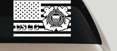 US American Flag Coast Guard Military Car or Truck Window Vinyl Decal Sticker