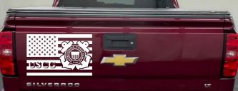 US American Flag Coast Guard Military Car or Truck Window Vinyl Decal Sticker (White)
