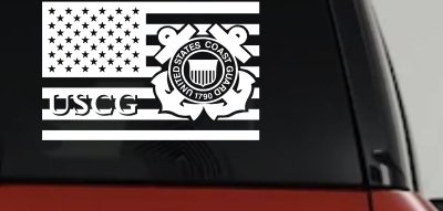 US American Flag Coast Guard Military Car or Truck Window Vinyl Decal Sticker