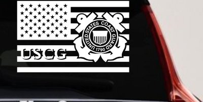 US American Flag Coast Guard Military Car or Truck Window Vinyl Decal Sticker