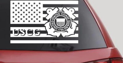 US American Flag Coast Guard Military Car or Truck Window Vinyl Decal Sticker