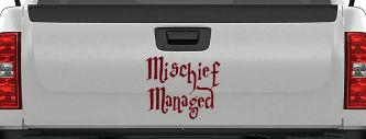 Potter Mischief Managed Sci Fi Car or Truck Window Decal Sticker (Purple Red)
