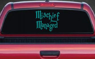 Potter Mischief Managed Sci Fi Car or Truck Window Decal Sticker (Turquoise)