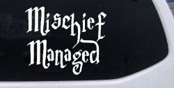 Potter Mischief Managed Sci Fi Car or Truck Window Decal Sticker