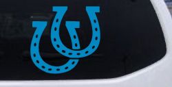 Horseshoes Animals Car or Truck Window Decal Sticker (Blue)