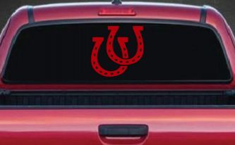 Horseshoes Animals Car or Truck Window Decal Sticker (Red)