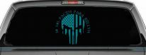 Punisher Skull US American Flag Si Vis Pacem Para Bellum Guns Car or Truck Window Decal Sticker (Turquoise Blue)