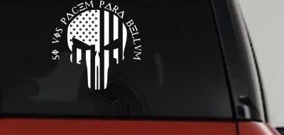 Punisher Skull US American Flag Si Vis Pacem Para Bellum Guns Car or Truck Window Vinyl Decal Sticker