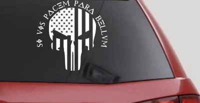 Punisher Skull US American Flag Si Vis Pacem Para Bellum Guns Car or Truck Window Vinyl Decal Sticker