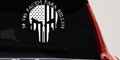 Punisher Skull US American Flag Si Vis Pacem Para Bellum Guns Car or Truck Window Vinyl Decal Sticker