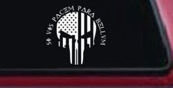 Punisher Skull US American Flag Si Vis Pacem Para Bellum Guns Car or Truck Window Decal Sticker