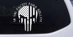 Punisher Skull US American Flag Si Vis Pacem Para Bellum Guns Car or Truck Window Decal Sticker