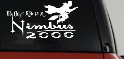 My Other Ride Is a Nimbus 2000 Potter Broom Sci Fi Car or Truck Window Vinyl Decal Sticker