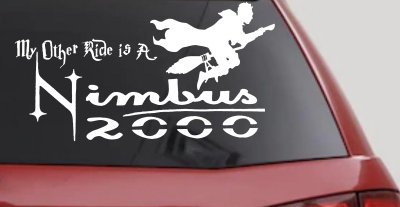 My Other Ride Is a Nimbus 2000 Potter Broom Sci Fi Car or Truck Window Vinyl Decal Sticker