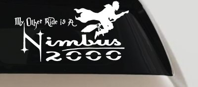 My Other Ride Is a Nimbus 2000 Potter Broom Sci Fi Car or Truck Window Vinyl Decal Sticker