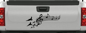 Birds to Music Scale Notes Music Car or Truck Window Decal Sticker (Black)