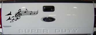 Birds to Music Scale Notes Music Car or Truck Window Decal Sticker (Black)
