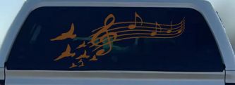 Birds to Music Scale Notes Music Car or Truck Window Vinyl Decal Sticker (Copper)