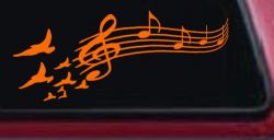 Birds to Music Scale Notes Music Car or Truck Window Decal Sticker (Orange)