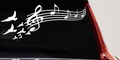 Birds to Music Scale Notes Music Car or Truck Window Vinyl Decal Sticker