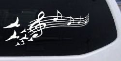 Birds to Music Scale Notes Music Car or Truck Window Decal Sticker