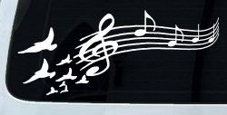 Birds to Music Scale Notes Music Car or Truck Window Decal Sticker