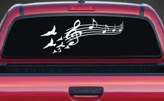Birds to Music Scale Notes Music Car or Truck Window Decal Sticker
