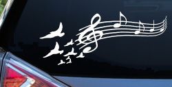 Birds to Music Scale Notes Music Car or Truck Window Decal Sticker