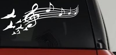 Birds to Music Scale Notes Music Car or Truck Window Vinyl Decal Sticker