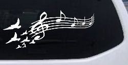 Birds to Music Scale Notes Music Car or Truck Window Decal Sticker