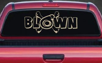 Blown Turbo Blower With Crossbones Moto Sports Car or Truck Window Vinyl Decal Sticker (Desert Sand)