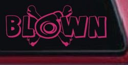 Blown Turbo Blower With Crossbones Moto Sports Car or Truck Window Vinyl Decal Sticker (Hot Pink)